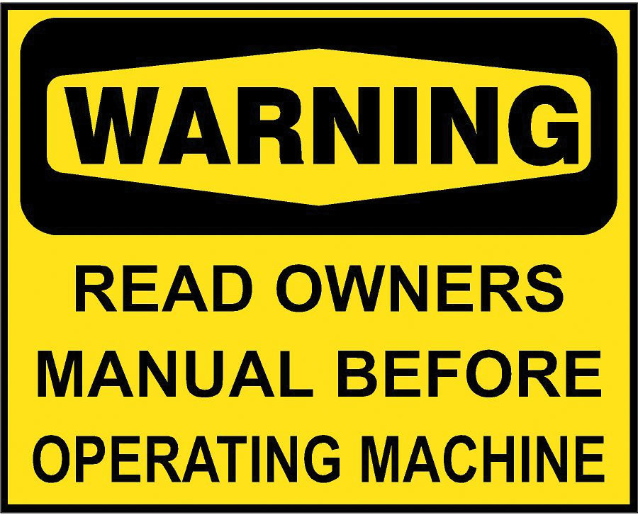 Warning Label: "Read Owners Manual Before Operating Machine", 5 Pk