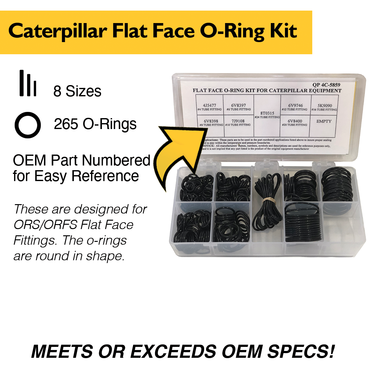 Flat Face O-Ring Kit for Caterpillar