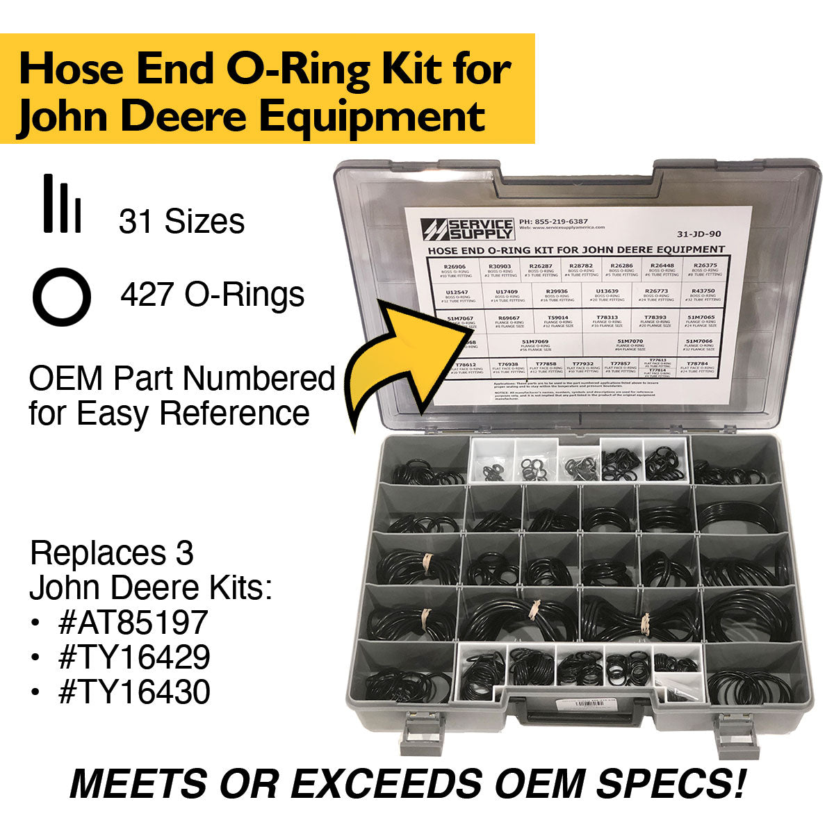 Hose End O-Ring Kit for John Deere Equipment