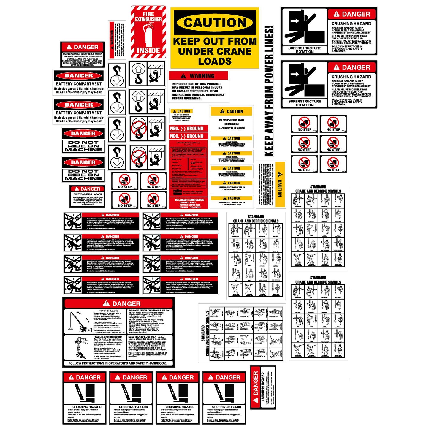 Crane Warning Label & Decal Set