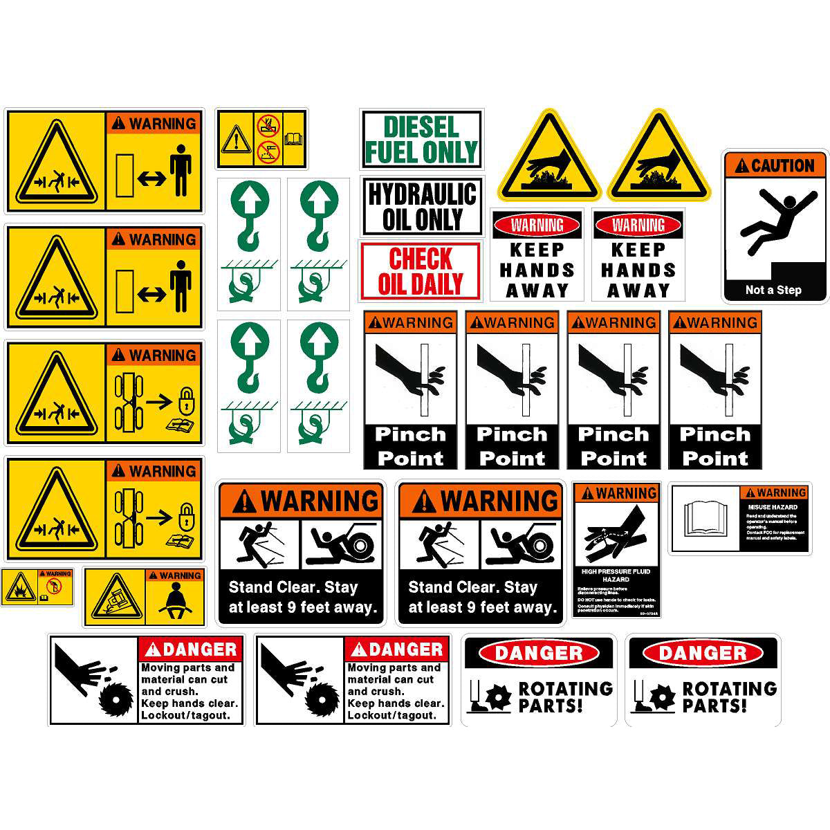Roller Warning Label & Decal Set