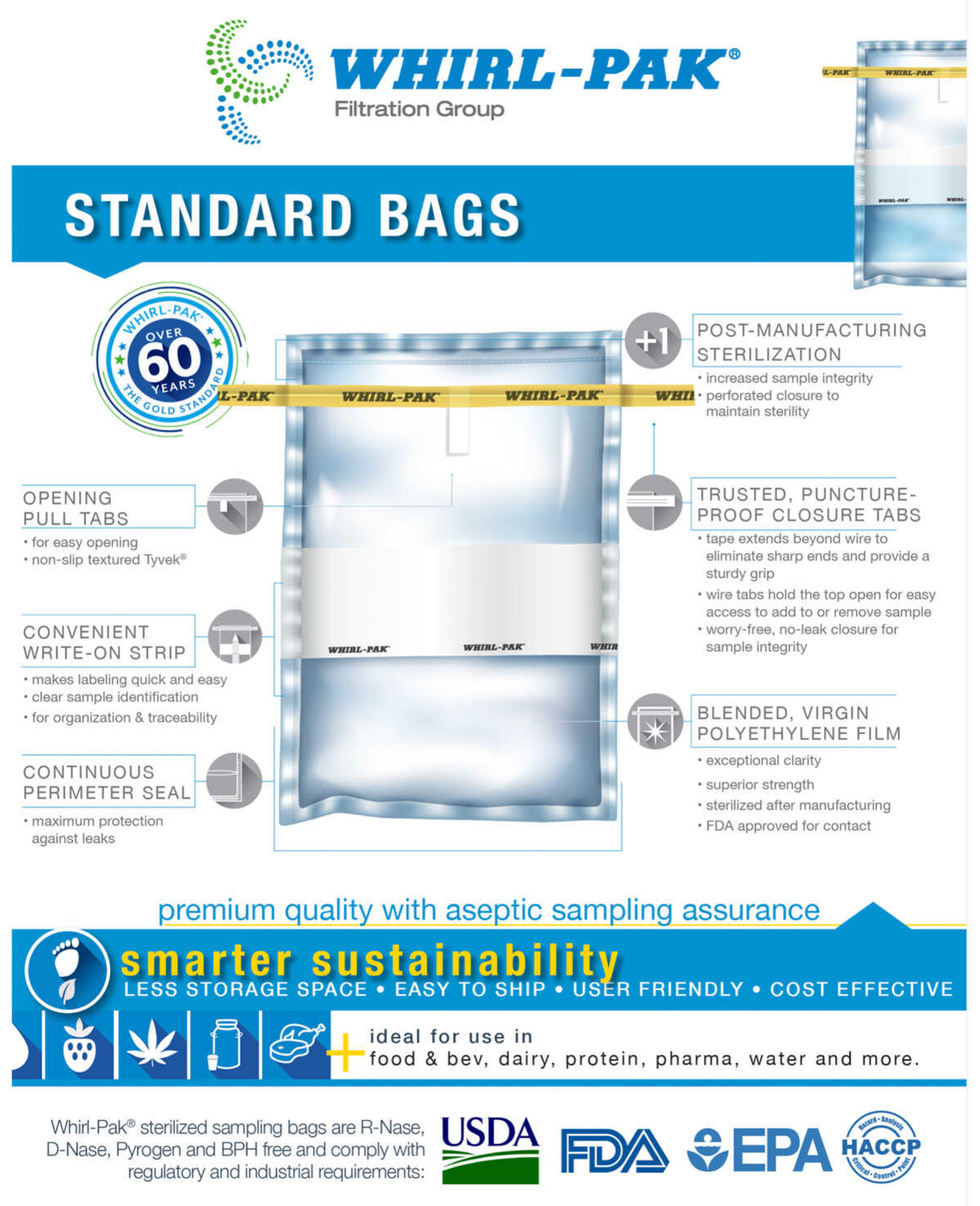 Whirl-Pak Write-On Sterile Sample Bags