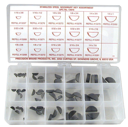 Woodruff Keys, Stainless Steel, 66 pc.