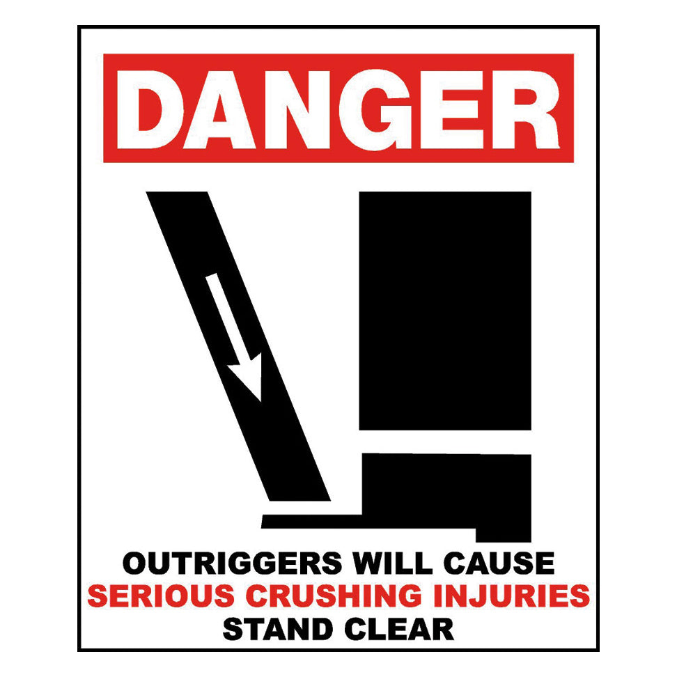 Warning Label: "Danger: Outriggers will cause serious crushing injuries", 5 Pk