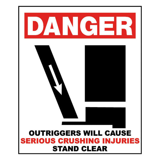 Warning Label: "Danger: Outriggers will cause serious crushing injuries", 5 Pk