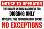Warning Label: "Notice to Operator... Digging Only", 5 Pk