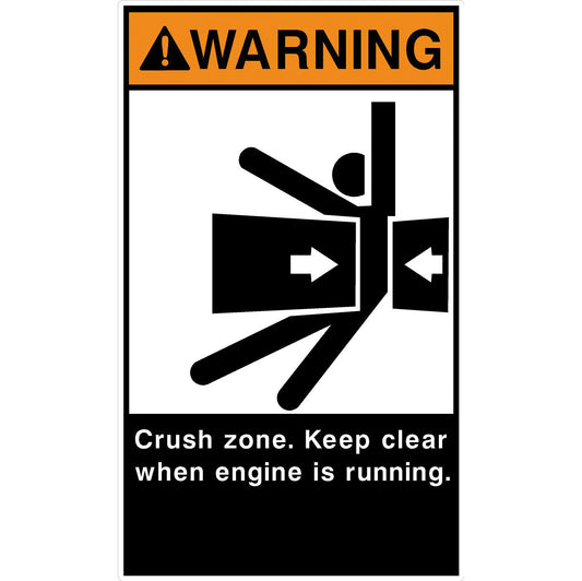 Warning Label: "Crush Zone", 5 Pk
