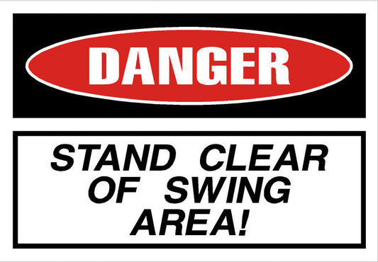 Warning Label: "Stand Clear of Swing Area", 5 Pk