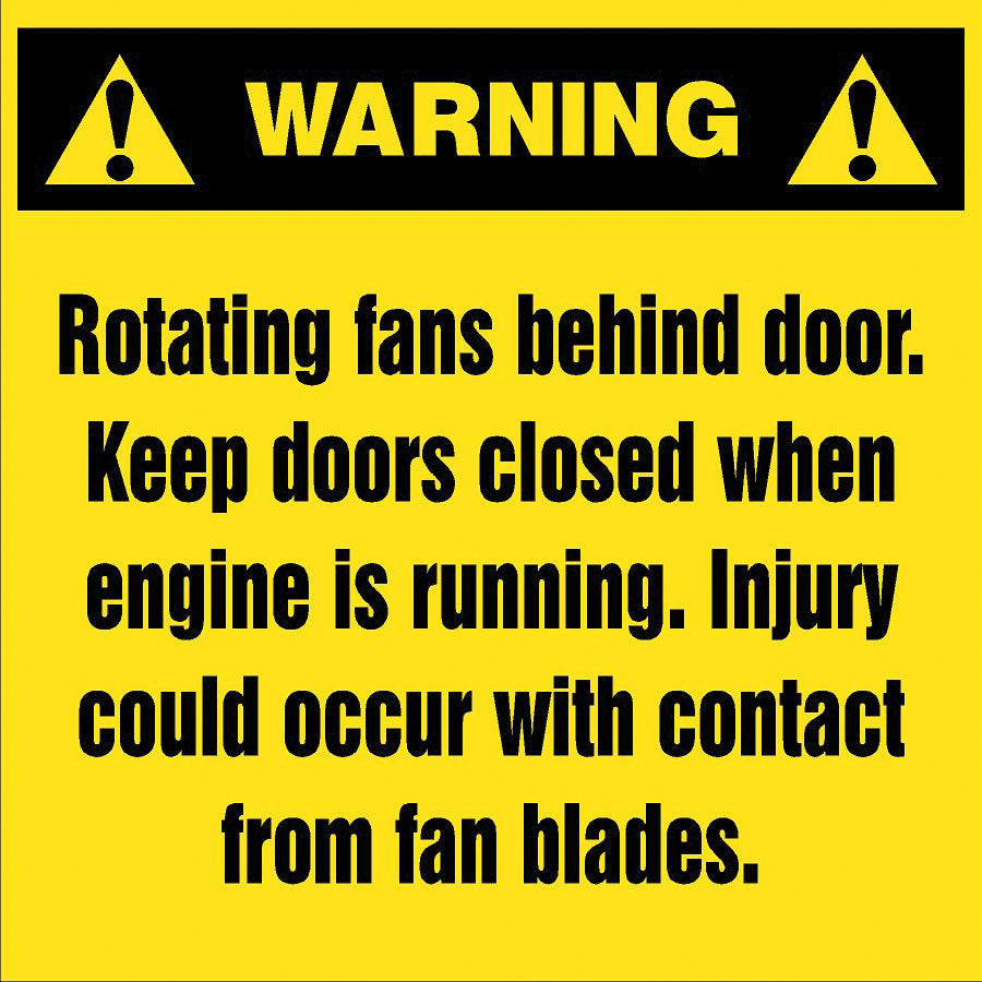 Warning Label: "Rotating Fans Behind Door", 5 Pk
