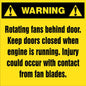 Warning Label: "Rotating Fans Behind Door", 5 Pk