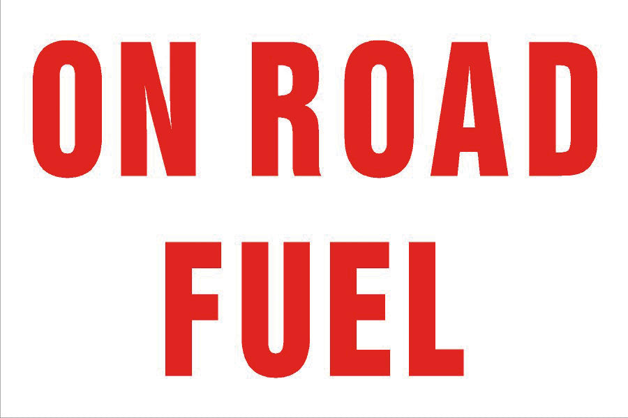 Maintenance Decal: "Off Road Fuel", "On Road Fuel", 5 Pk