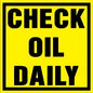 Maintenance Decal: "Check Oil Daily", 5 Pk