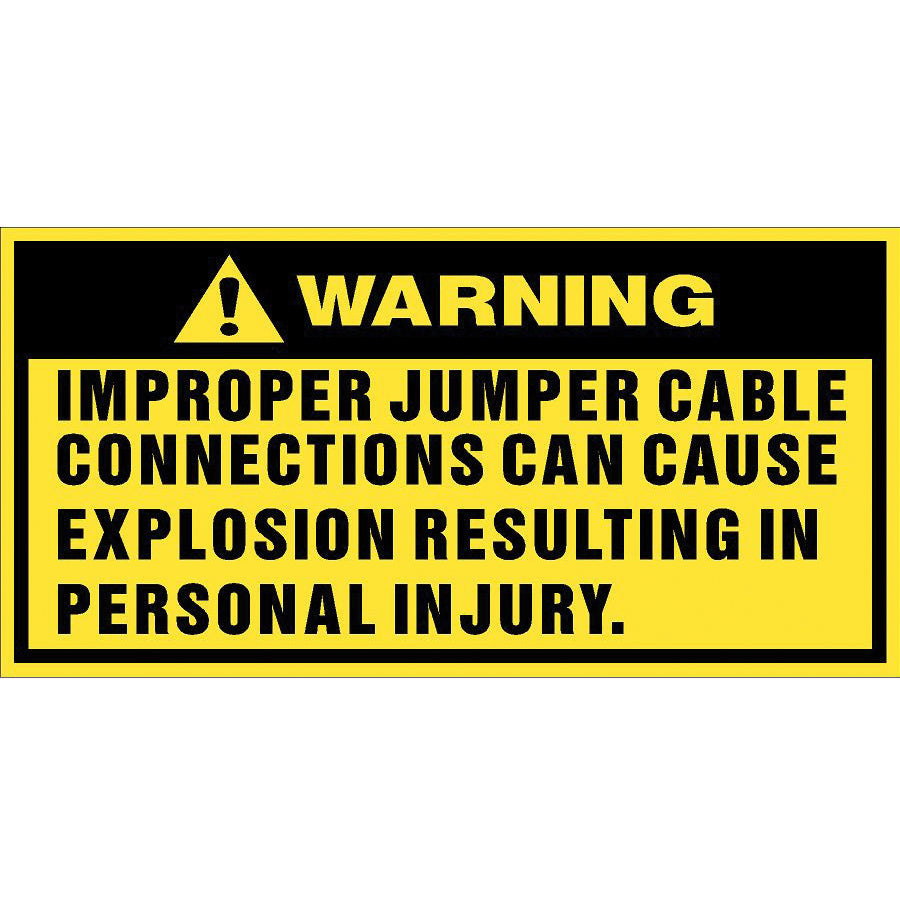 Warning Label: "Improper Jumper Cable Connections", 5 Pk