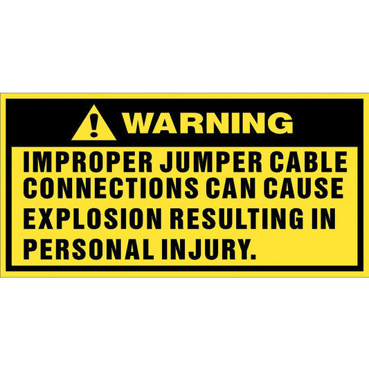 Warning Label: "Improper Jumper Cable Connections", 5 Pk
