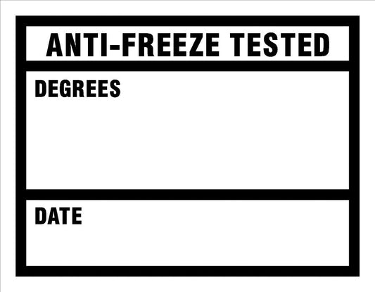 Maintenance Decal: "Anti-Freeze Tested", 5 Pk