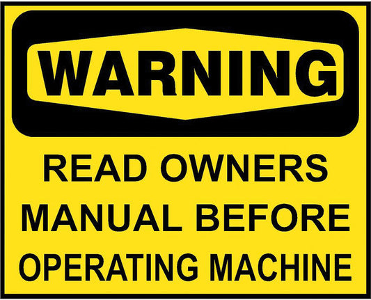 Warning Label: "Read Owners Manual Before Operating Machine", 5 Pk
