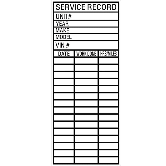 Maintenance Decal: "Service Record", 5 Pk