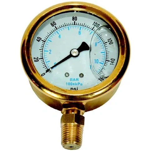 Liquid-Filled Pressure Gauge, Brass