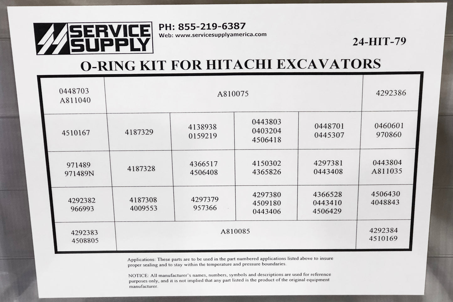 O-Ring Kit for Hitachi Equipment