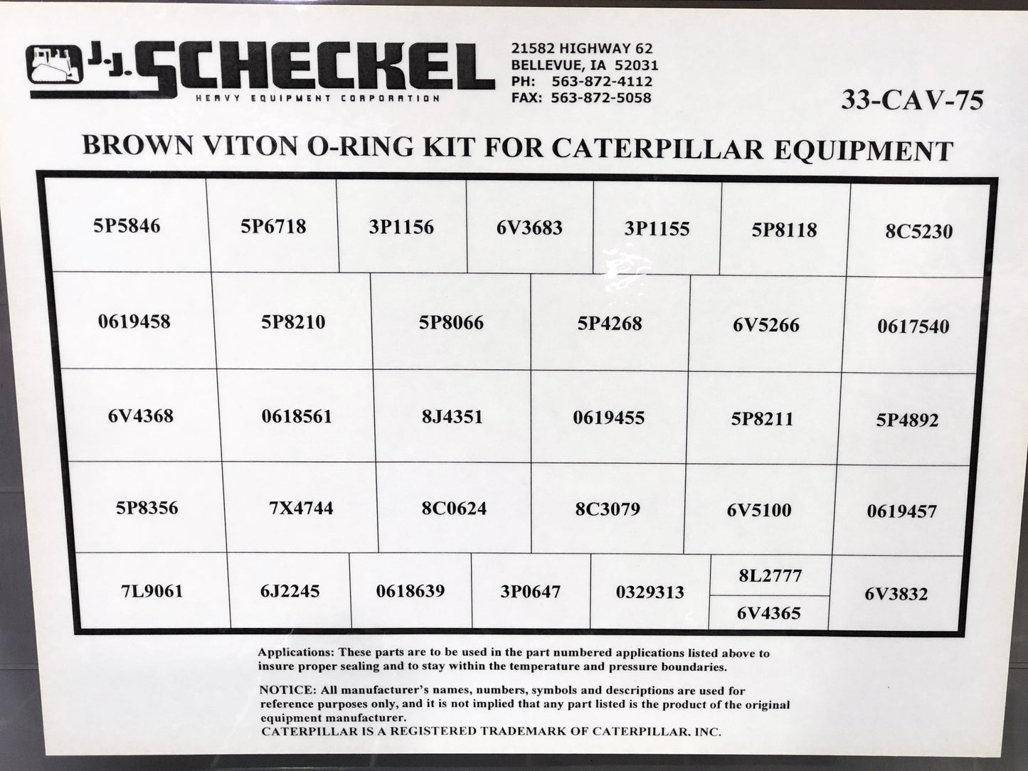 Brown Viton O-Ring Kit for Caterpillar Equipment