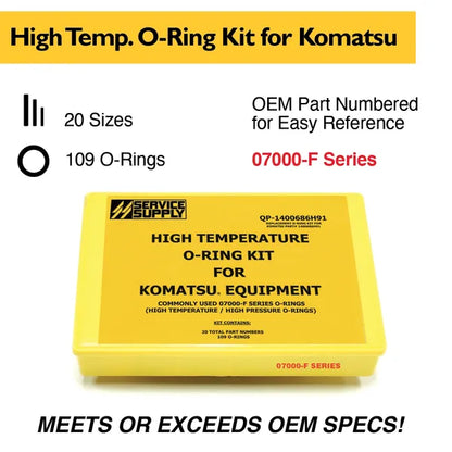 High Temp. O-Ring Kit for Komatsu Equipment, 07000-F Series