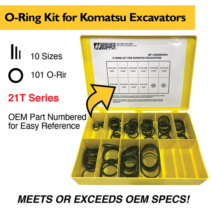O-Ring Kit for Komatsu Excavators, 21T Series – Service Supply America