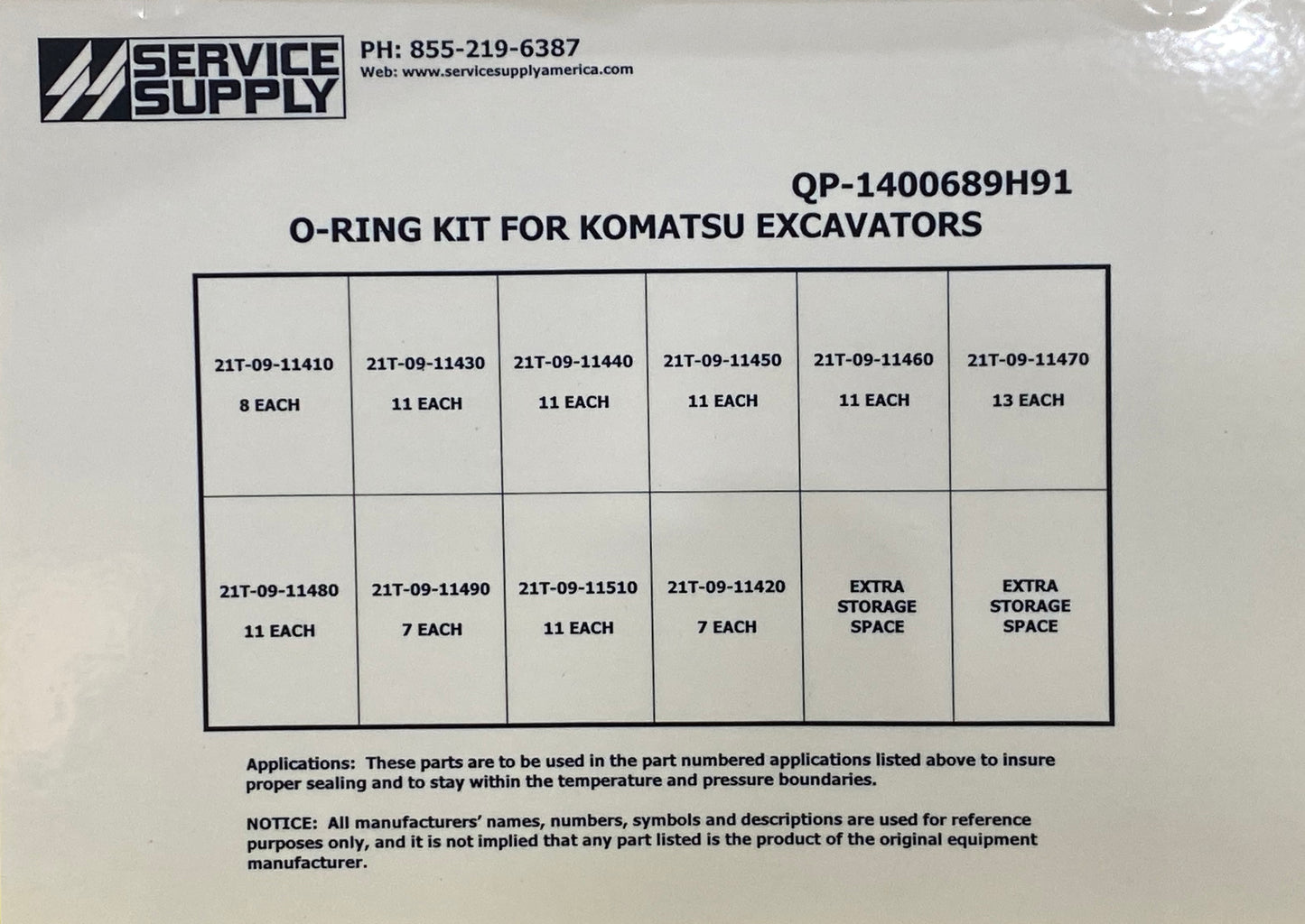 O-Ring Kit for Komatsu Excavators, 21T Series