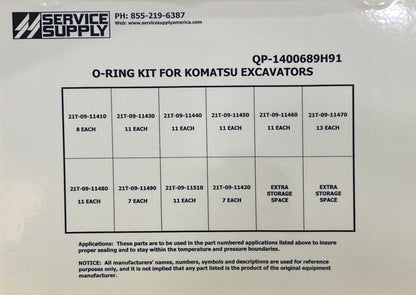 O-Ring Kit for Komatsu Excavators, 21T Series