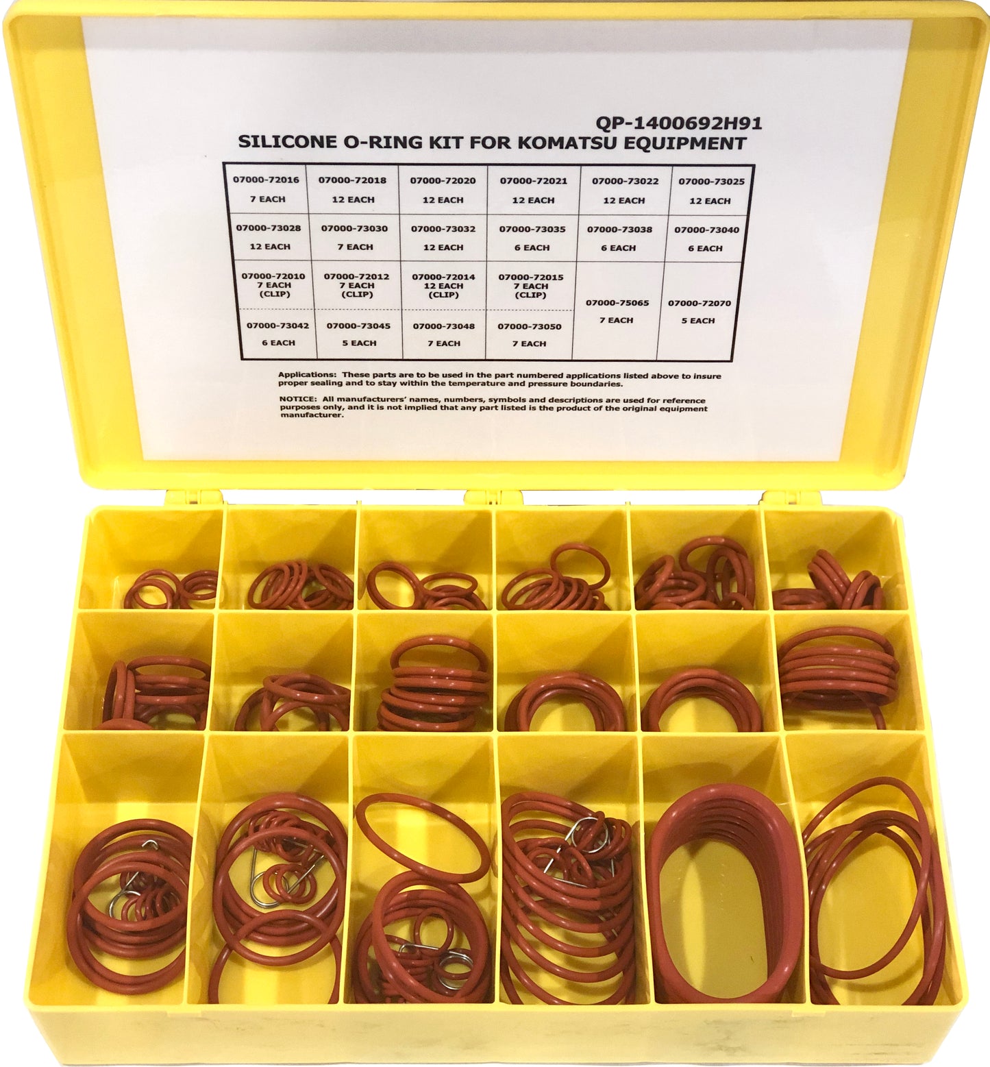 Silicone O-Ring Kit for Komatsu, 07000-7 Series