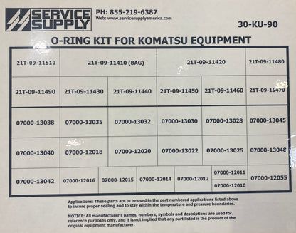 O-Ring Kit for Komatsu Equipment, 07000-1 & 21T Series