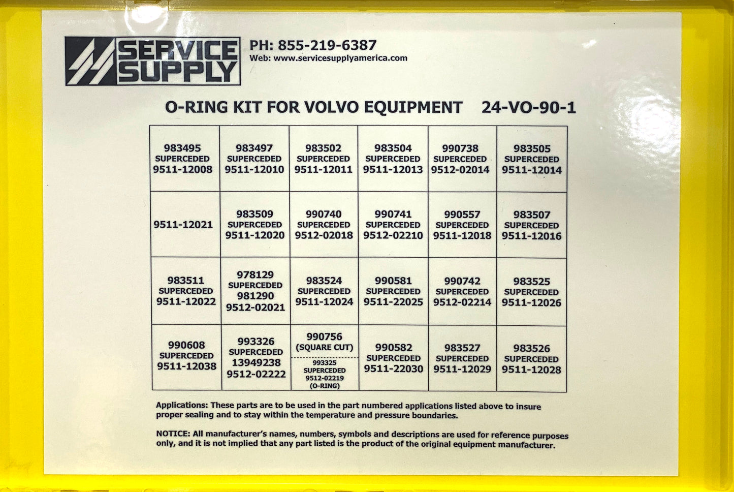O-Ring Kit for Volvo Equipment , Excavators