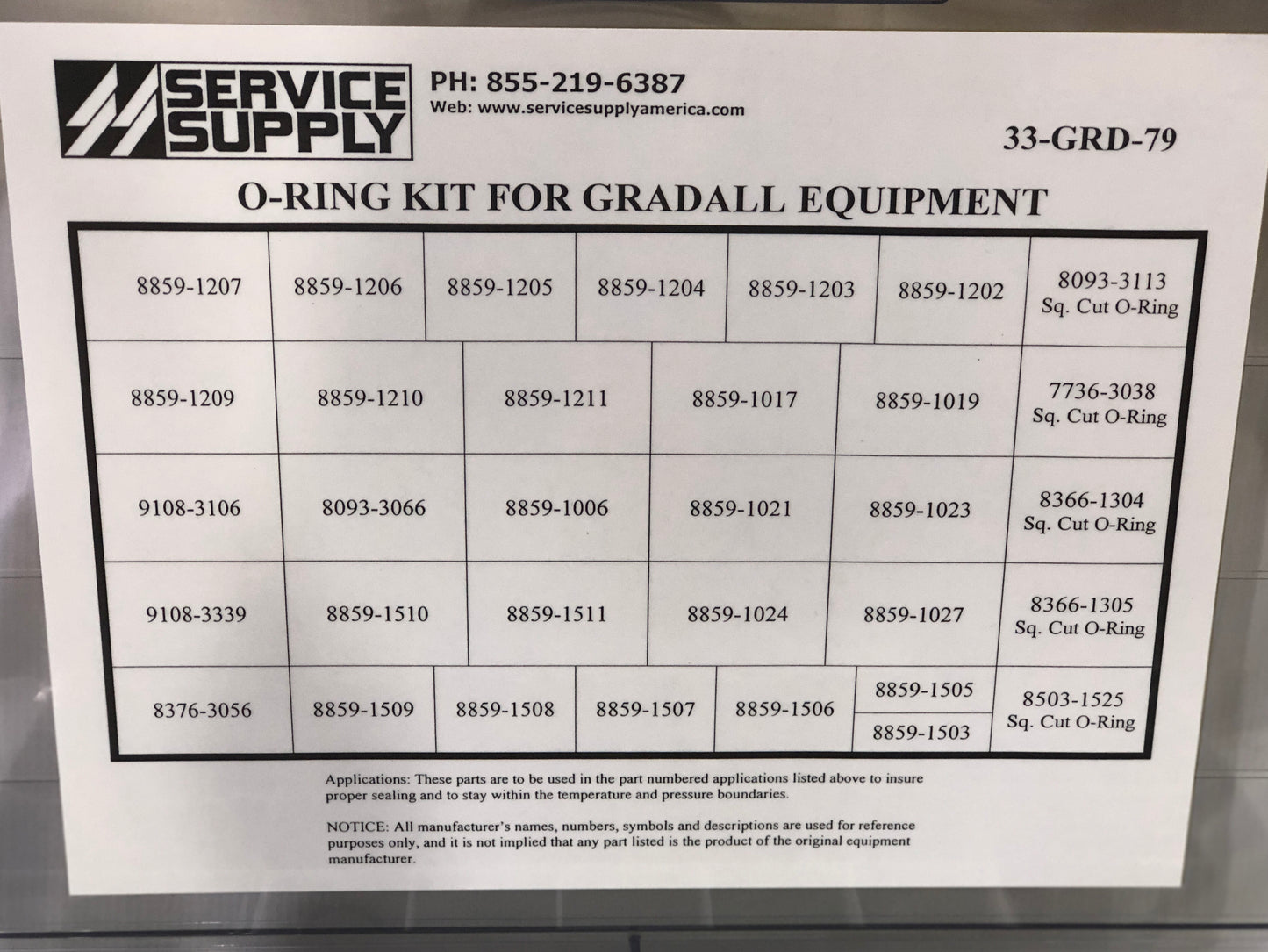 O-Ring Kit for Gradall Equipment
