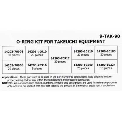O-Ring Kit for Takeuchi Equipment