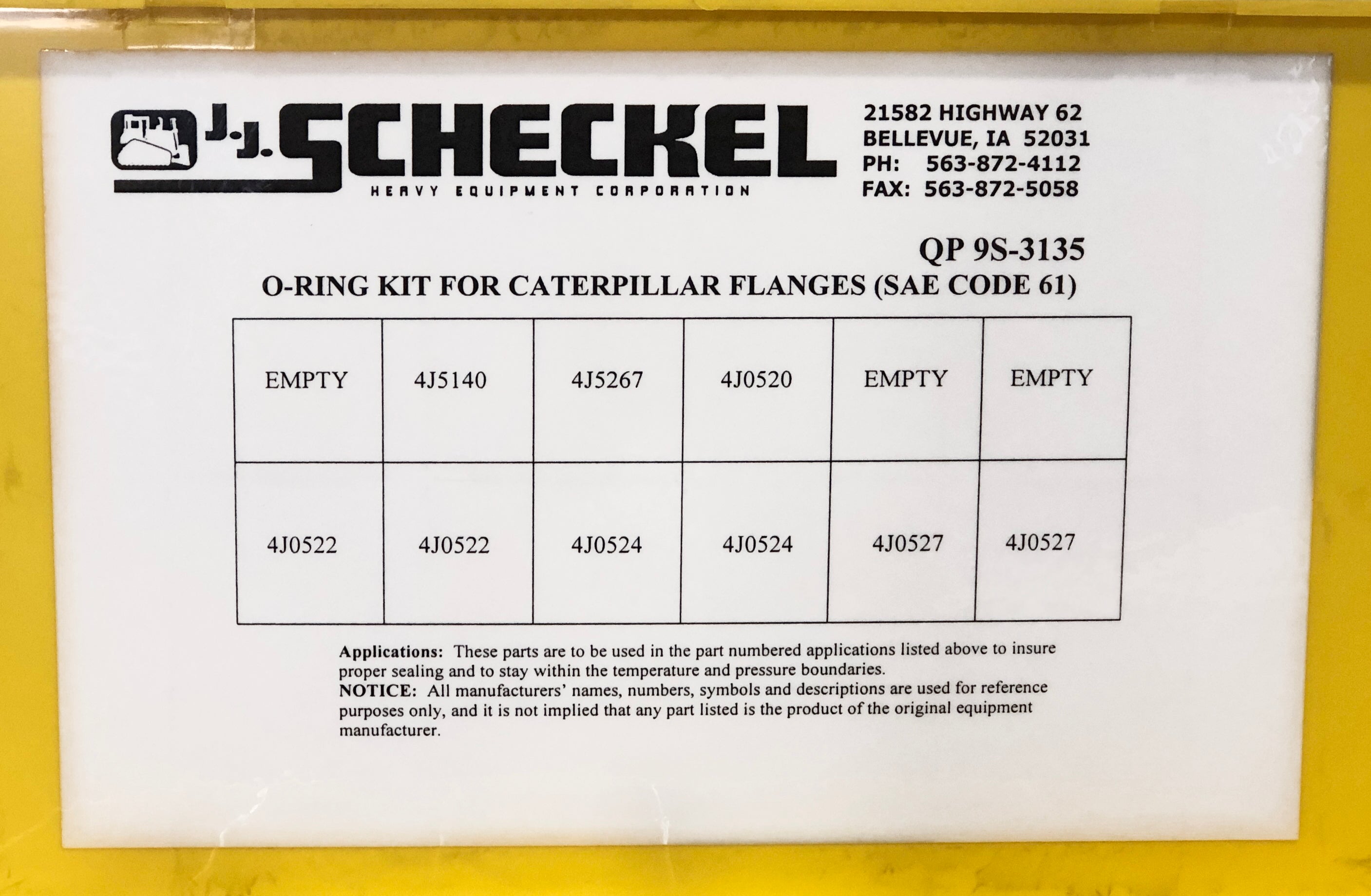 9S3135 O-Ring Kit For Caterpillar – 60 Pieces, 6 Sizes – Replaces 270-1545