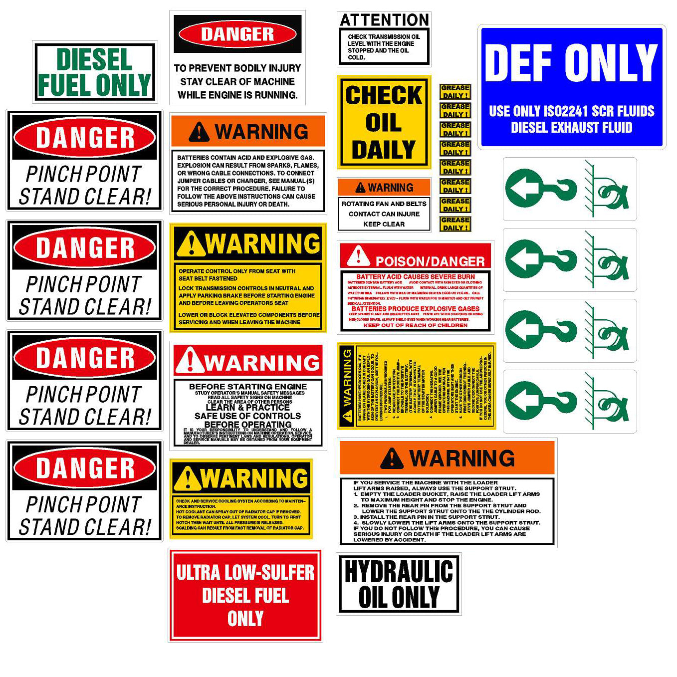 Dozer Warning Label & Decal Set
