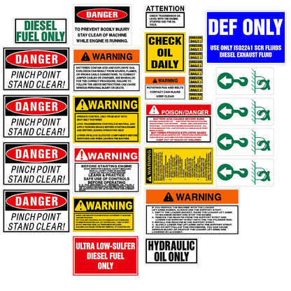 Dozer Warning Label & Decal Set