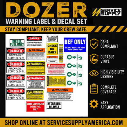 Dozer Warning Label & Decal Set