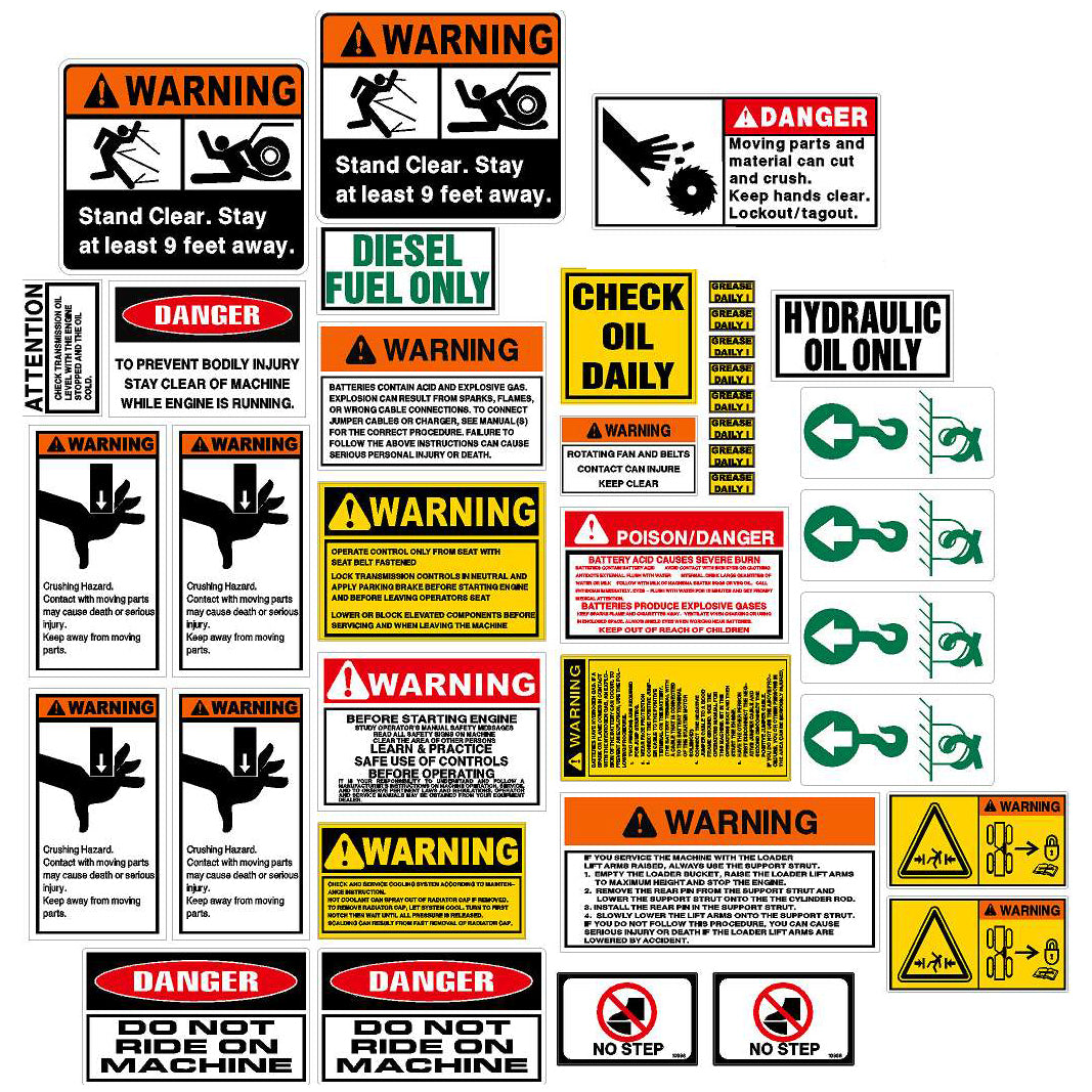 Grader Warning Label & Decal Set