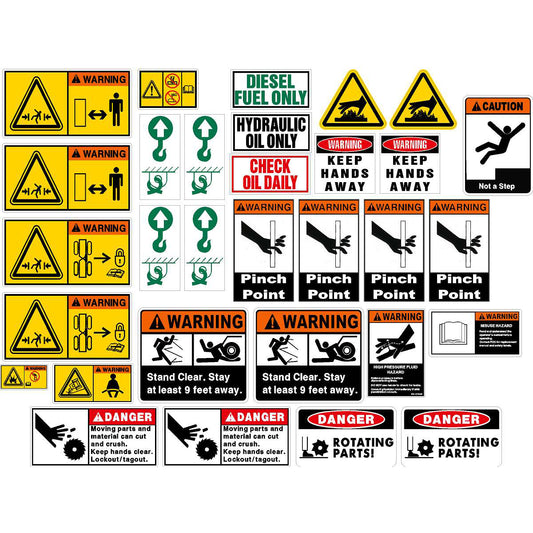 Roller Warning Label & Decal Set
