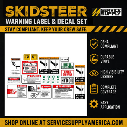 Skidsteer Warning Label & Decal Set