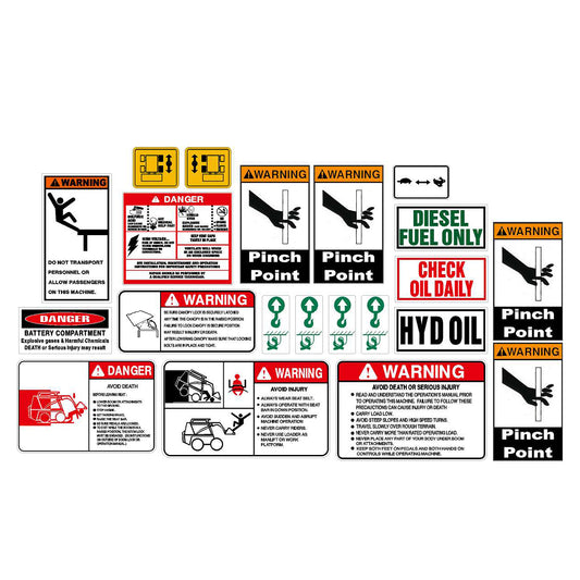 Skidsteer Warning Label & Decal Set